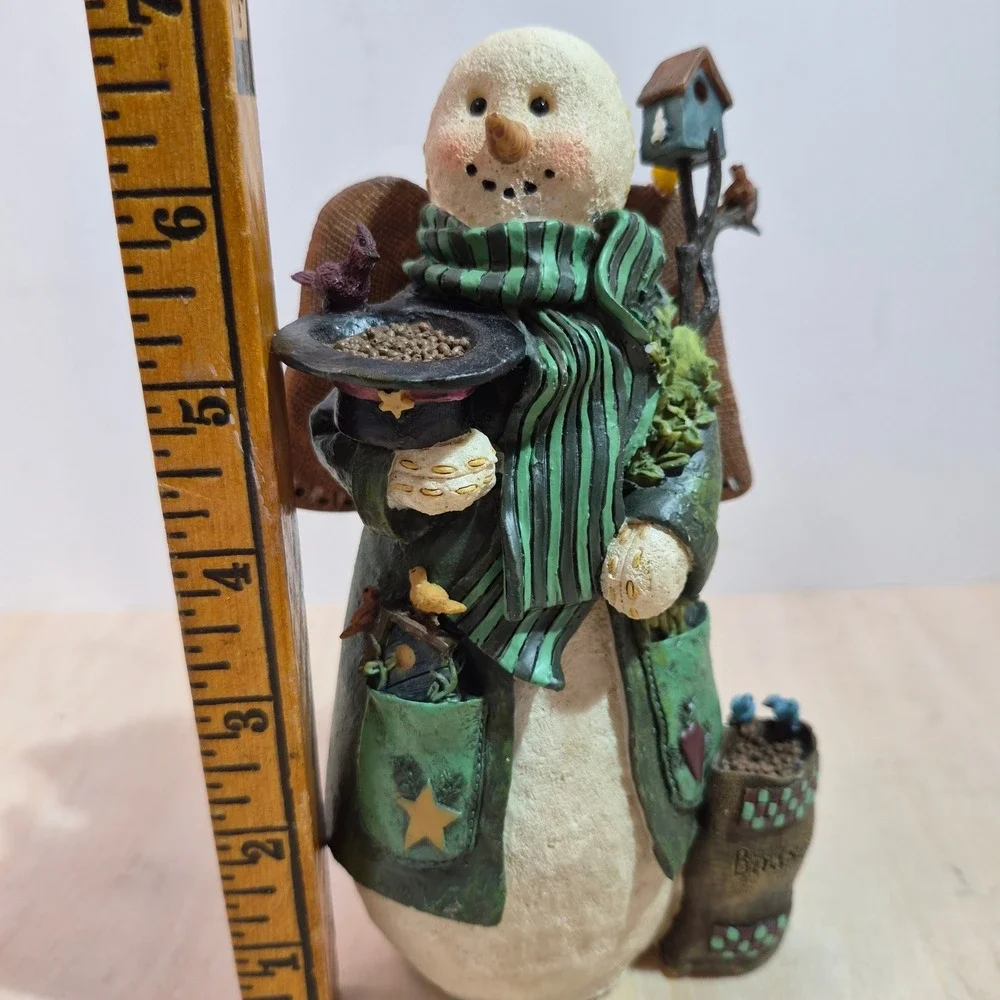 Vintage 1999 Raz Imports Deb Strain Snowman Angel Bird Lover Figurine 6.5‎ Inch